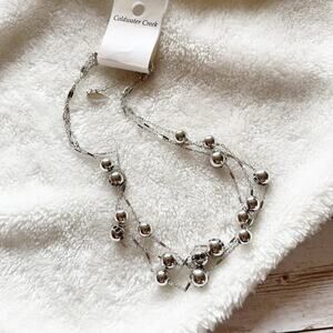 Coldwater Creek Three Row Layered Statement Necklace Silver Tone New